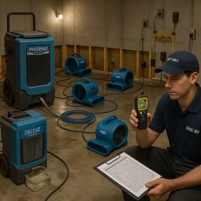 Structural Drying and Dehumidification process in Longtown, OK